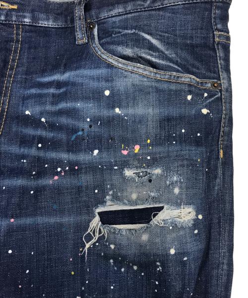 DSQUARED2（ディースクエアード）DSQUARED2 (ディースクエアード) ペンキ加工 デニムパンツ インディゴ サイズ:54の古着・服飾アイテム
