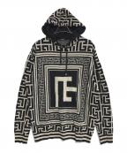 BALMAINバルマン）の古着「Maxi Monogram Hooded Top Black」｜ブラック
