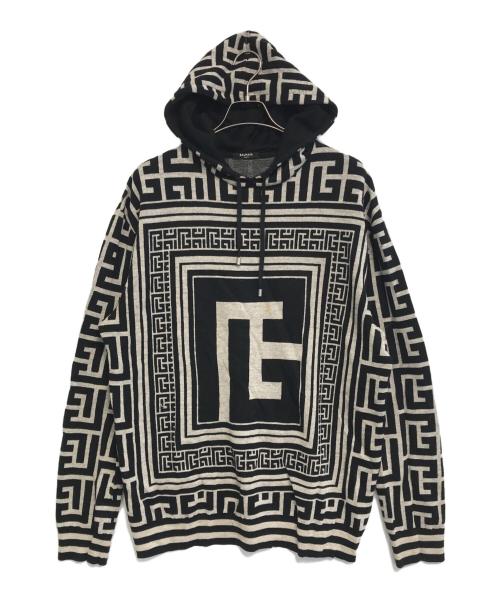 BALMAIN（バルマン）BALMAIN (バルマン) Maxi Monogram Hooded Top Black ブラック サイズ:Lの古着・服飾アイテム