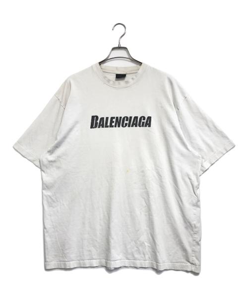 BALENCIAGA（バレンシアガ）BALENCIAGA (バレンシアガ) Caps Destroyed Flatground T-shirt ホワイト サイズ:Lの古着・服飾アイテム