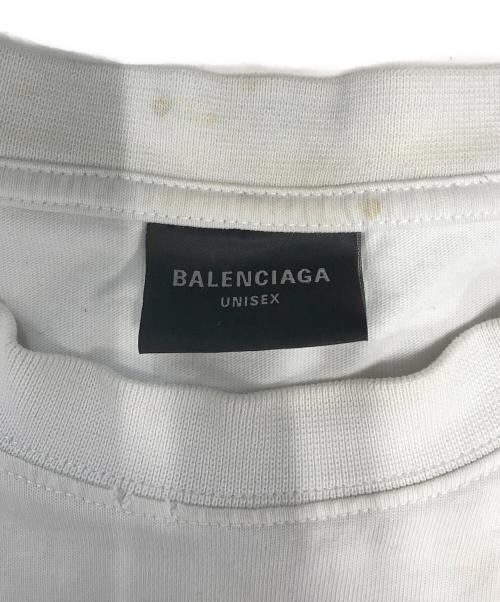 BALENCIAGA（バレンシアガ）BALENCIAGA (バレンシアガ) Caps Destroyed Flatground T-shirt ホワイト サイズ:Lの古着・服飾アイテム