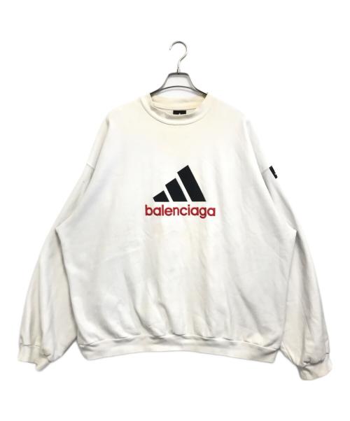 BALENCIAGA（バレンシアガ）BALENCIAGA (バレンシアガ) adidas (アディダス) ロゴ刺繍オーバーサイズスウェット ホワイト サイズ:3の古着・服飾アイテム