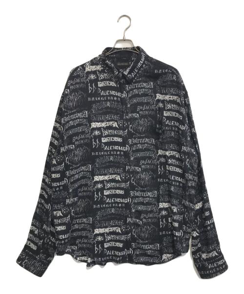 BALENCIAGA（バレンシアガ）BALENCIAGA (バレンシアガ) TPLE7 ロゴプリント長袖シャツ ブラック サイズ:40の古着・服飾アイテム