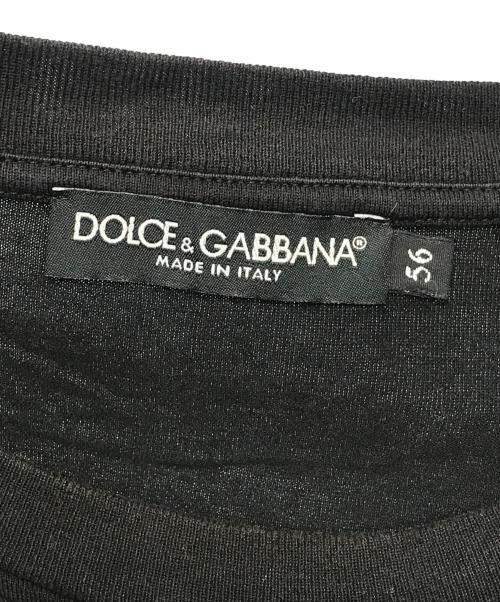 DOLCE & GABBANA（ドルチェ＆ガッバーナ）DOLCE & GABBANA (ドルチェ＆ガッバーナ) ロゴレザーパッチTシャツ ブラック サイズ:56の古着・服飾アイテム