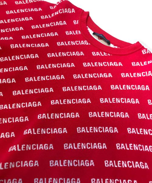 BALENCIAGA（バレンシアガ）BALENCIAGA (バレンシアガ) ロゴニット レッド サイズ:XLの古着・服飾アイテム