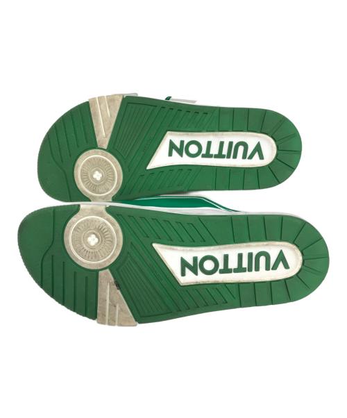 LOUIS VUITTON（ルイ ヴィトン）LOUIS VUITTON (ルイ ヴィトン) トレイナーラインミュールレザーサンダル ホワイト×グリーン サイズ:SIZE8の古着・服飾アイテム