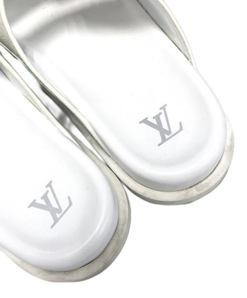 LOUIS VUITTON（ルイ ヴィトン）LOUIS VUITTON (ルイ ヴィトン) トレイナーラインミュールレザーサンダル ホワイト×グリーン サイズ:SIZE8の古着・服飾アイテム