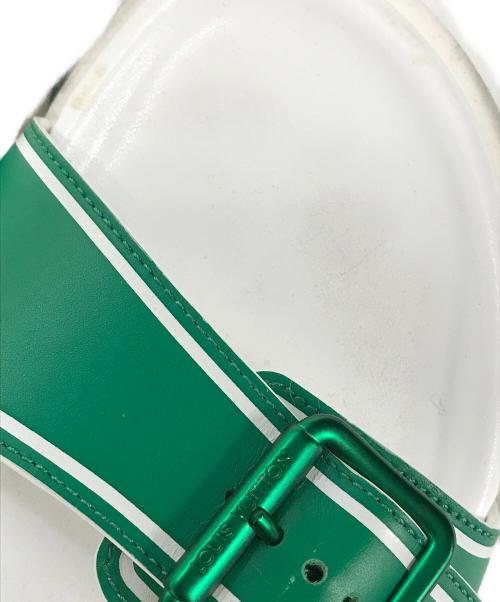 LOUIS VUITTON（ルイ ヴィトン）LOUIS VUITTON (ルイ ヴィトン) トレイナーラインミュールレザーサンダル ホワイト×グリーン サイズ:SIZE8の古着・服飾アイテム
