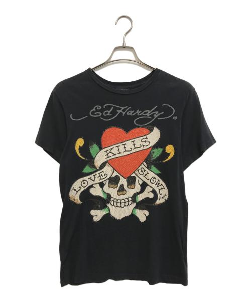 Ed Hardy（エド ハーディー）Ed Hardy (エド ハーディー) プリントTシャツ ブラック サイズ:Ｓの古着・服飾アイテム