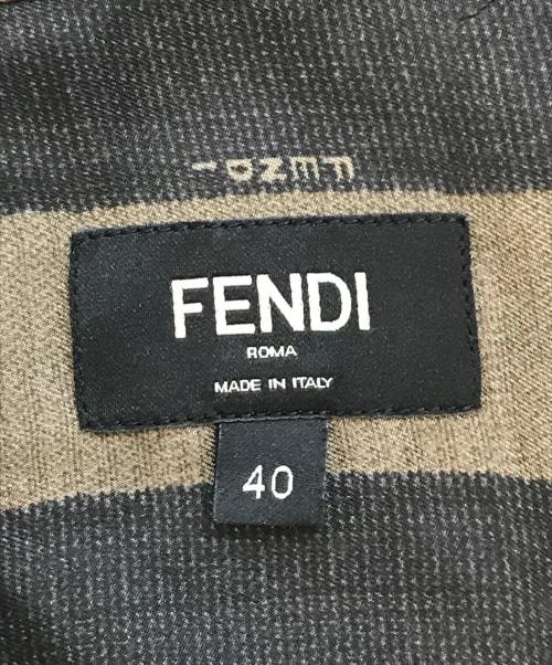 FENDI（フェンディ）FENDI (フェンディ) striped woven shirt ブラウン×ブラック サイズ:SIZE 40の古着・服飾アイテム