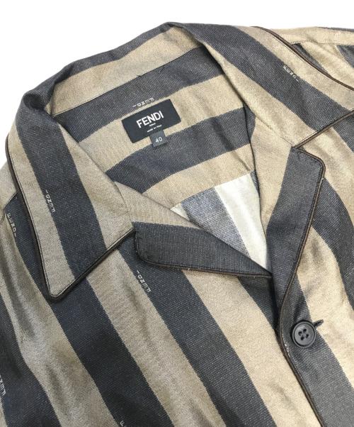 FENDI（フェンディ）FENDI (フェンディ) striped woven shirt ブラウン×ブラック サイズ:SIZE 40の古着・服飾アイテム
