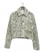 BOTTEGA VENETAボッテガベネタ）の古着「Multicolor Boucle Jacket」｜ホワイト×黄緑