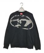 DIESELディーゼル）の古着「フロッキープリントスウェット」｜ブラック