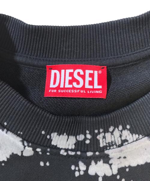 DIESEL（ディーゼル）DIESEL (ディーゼル) フロッキープリントスウェット ブラック サイズ:Mの古着・服飾アイテム