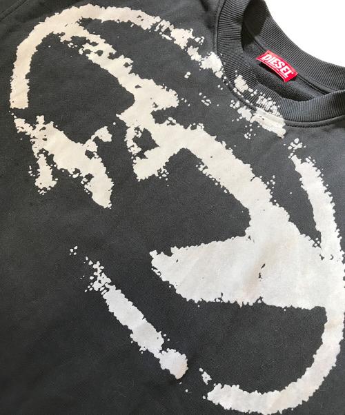 DIESEL（ディーゼル）DIESEL (ディーゼル) フロッキープリントスウェット ブラック サイズ:Mの古着・服飾アイテム
