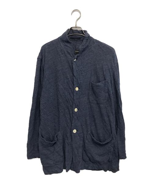 COMME des GARCONS HOMME PLUS（コムデギャルソンオムプリュス）COMME des GARCONS HOMME PLUS (コムデギャルソンオムプリュス) リネン混ニットジャケット ブルー サイズ:Mの古着・服飾アイテム