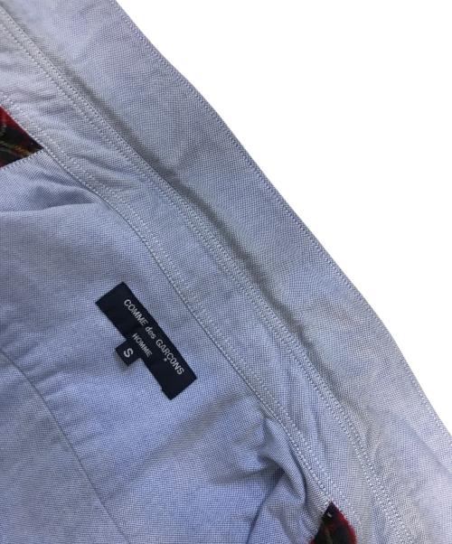 COMME des GARCONS HOMME（コムデギャルソン オム）COMME des GARCONS HOMME (コムデギャルソン オム) 縮絨切替シャツ レッド×ブルー サイズ:Sの古着・服飾アイテム