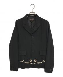 BLACK COMME des GARCONS（ブラックコムデギャルソン）の古着「ポリ縮絨刺繍ジャケット」｜ブラック