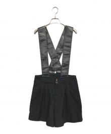 COMME des GARCONS（コムデギャルソン）の古着「サスペンダー付きポリ縮絨ハーフパンツ」｜ブラック