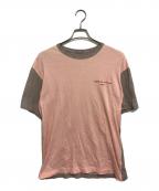 COMME des GARCONS HOMMEコムデギャルソン オム）の古着「00's バイカラーロゴTシャツ」｜ピンク×グレー