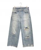 kooiコーイ）の古着「ダブルニーデニムパンツ」｜インディゴ