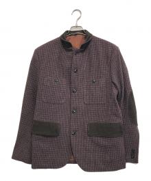 COMME des GARCONS HOMME（コムデギャルソン オム）の古着「千鳥ウールテーラードジャケット」｜ボルドー×グレー