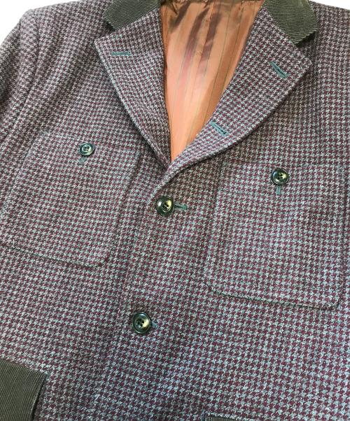 COMME des GARCONS HOMME（コムデギャルソン オム）COMME des GARCONS HOMME (コムデギャルソン オム) 千鳥ウールテーラードジャケット ボルドー×グレー サイズ:Sの古着・服飾アイテム