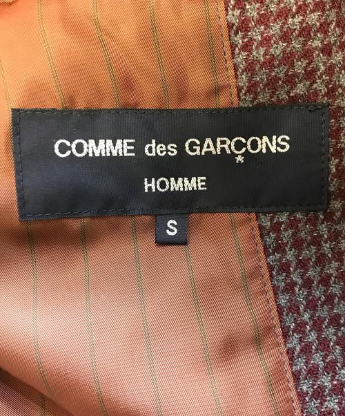COMME des GARCONS HOMME（コムデギャルソン オム）COMME des GARCONS HOMME (コムデギャルソン オム) 千鳥ウールテーラードジャケット ボルドー×グレー サイズ:Sの古着・服飾アイテム