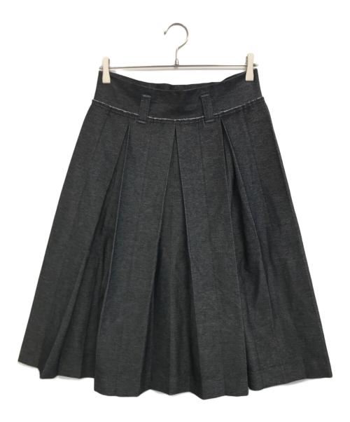 Y's（ワイズ）Y's (ワイズ) シャンブレープリーツスカート ブラック サイズ:2の古着・服飾アイテム