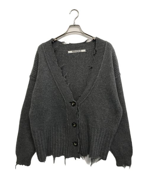 PERVERZE（パーバーズ）PERVERZE (パーバーズ) ダメージカーディガン グレー サイズ:Freeの古着・服飾アイテム