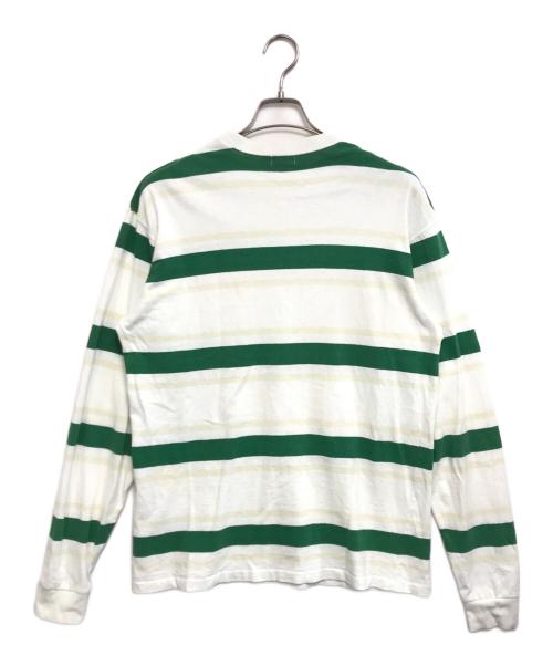 GOOD ENOUGH（グッドイナフ）GOOD ENOUGH (グッドイナフ) ボーダーカットソー ホワイト×グリーン サイズ:Lの古着・服飾アイテム