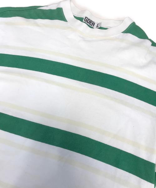 GOOD ENOUGH（グッドイナフ）GOOD ENOUGH (グッドイナフ) ボーダーカットソー ホワイト×グリーン サイズ:Lの古着・服飾アイテム