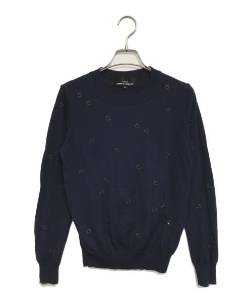 tricot COMME des GARCONS（トリココムデギャルソン）tricot COMME des GARCONS (トリココムデギャルソン) フラワー刺繍ニット ネイビー サイズ:Sの古着・服飾アイテム