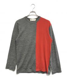 COMME des GARCONS SHIRT（コムデギャルソンシャツ）の古着「バイカラーニット」｜グレー×レッド
