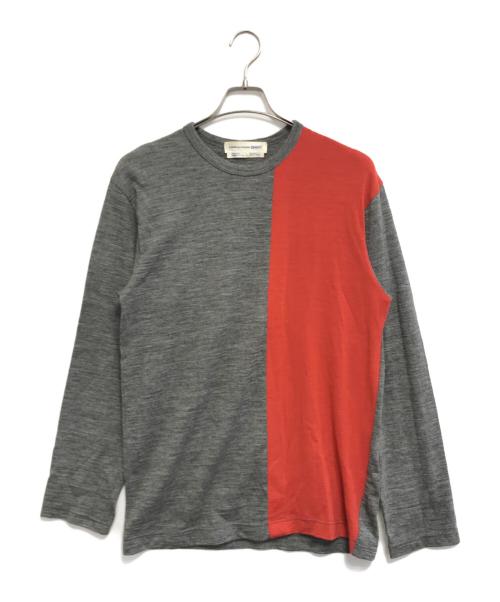 COMME des GARCONS SHIRT（コムデギャルソンシャツ）COMME des GARCONS SHIRT (コムデギャルソンシャツ) バイカラーニット グレー×レッド サイズ:Lの古着・服飾アイテム