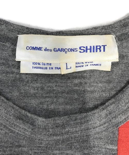 COMME des GARCONS SHIRT（コムデギャルソンシャツ）COMME des GARCONS SHIRT (コムデギャルソンシャツ) バイカラーニット グレー×レッド サイズ:Lの古着・服飾アイテム
