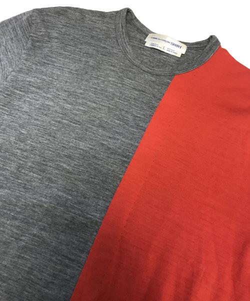 COMME des GARCONS SHIRT（コムデギャルソンシャツ）COMME des GARCONS SHIRT (コムデギャルソンシャツ) バイカラーニット グレー×レッド サイズ:Lの古着・服飾アイテム