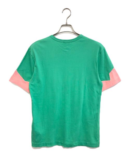 COMME des GARCONS HOMME PLUS（コムデギャルソンオムプリュス）COMME des GARCONS HOMME PLUS (コムデギャルソンオムプリュス) バイカラーTシャツ グリーン×ピンク サイズ:Sの古着・服飾アイテム