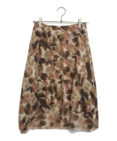 COMME des GARCONS（コムデギャルソン）COMME des GARCONS (コムデギャルソン) アシンメトリー総柄スカート ブラウン サイズ:Ｓの古着・服飾アイテム