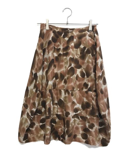 COMME des GARCONS（コムデギャルソン）COMME des GARCONS (コムデギャルソン) アシンメトリー総柄スカート ブラウン サイズ:Ｓの古着・服飾アイテム