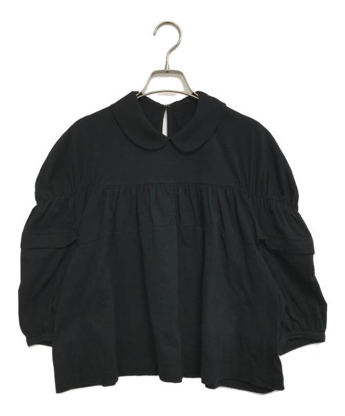 tricot COMME des GARCONS（トリココムデギャルソン）tricot COMME des GARCONS (トリココムデギャルソン) 丸襟切替ブラウス ブラック サイズ:Mの古着・服飾アイテム