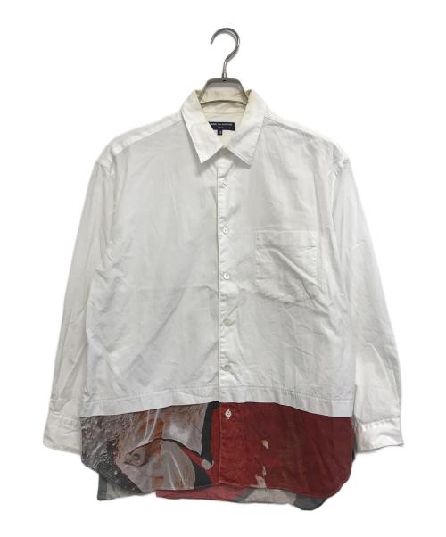 COMME des GARCONS HOMME（コムデギャルソン オム）COMME des GARCONS HOMME (コムデギャルソン オム) 綿タイプライター×綿ブロードプリントL/Sシャツ ホワイト サイズ:XSの古着・服飾アイテム