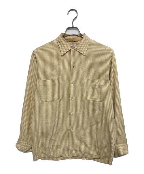 Alfred of NEW YORK（アルフレッドオブニューヨーク）Alfred of NEW YORK (アルフレッドオブニューヨーク) オープンカラーレーヨンチェックシャツ イエロー サイズ:Ｍの古着・服飾アイテム