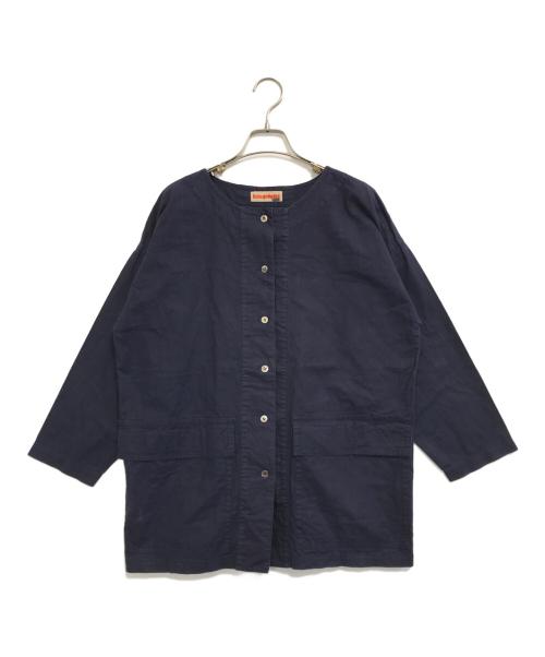 ISSEY MIYAKE（イッセイミヤケ）ISSEY MIYAKE (イッセイミヤケ) バンドカラーシャツ ネイビー サイズ:9の古着・服飾アイテム