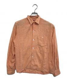 SEAWANEE（セワニー）の古着「カスリ柄 レーヨンオープンカラーシャツ」｜ピンク×ブラック