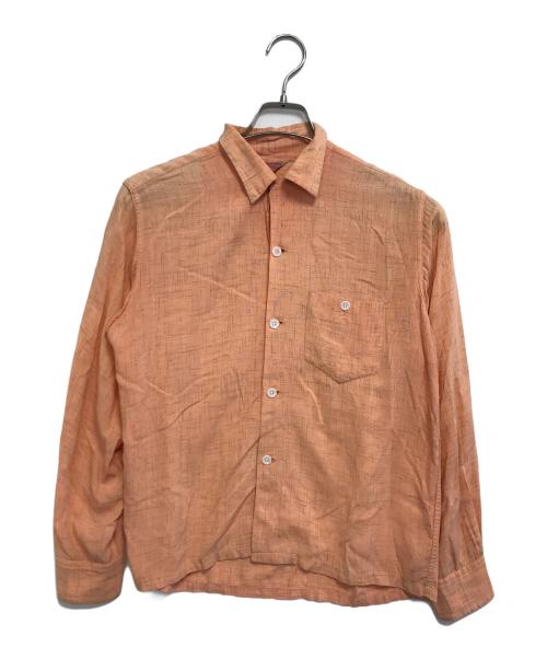 SEAWANEE（セワニー）SEAWANEE (セワニー) カスリ柄 レーヨンオープンカラーシャツ ピンク×ブラック サイズ:Ⅿの古着・服飾アイテム