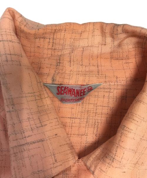 SEAWANEE（セワニー）SEAWANEE (セワニー) カスリ柄 レーヨンオープンカラーシャツ ピンク×ブラック サイズ:Ⅿの古着・服飾アイテム