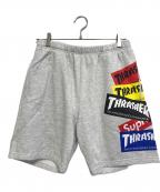 SUPREME×THRASHERシュプリーム×スラッシャー）の古着「Multi Logo Sweat Short」｜グレー