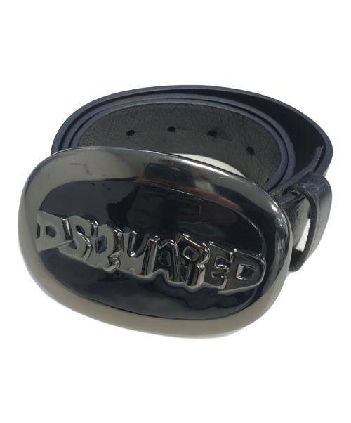 DSQUARED2（ディースクエアード）DSQUARED2 (ディースクエアード) ロゴバックル レザーベルト ブラック サイズ:Ｓの古着・服飾アイテム