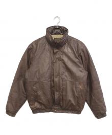 Eddie Bauer（エディーバウアー）の古着「レザーダウンジャケット」｜ブラウン